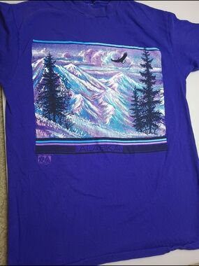 Vintage Single Stitch Jerzees Real American Alaska T Shirt Size M 1991